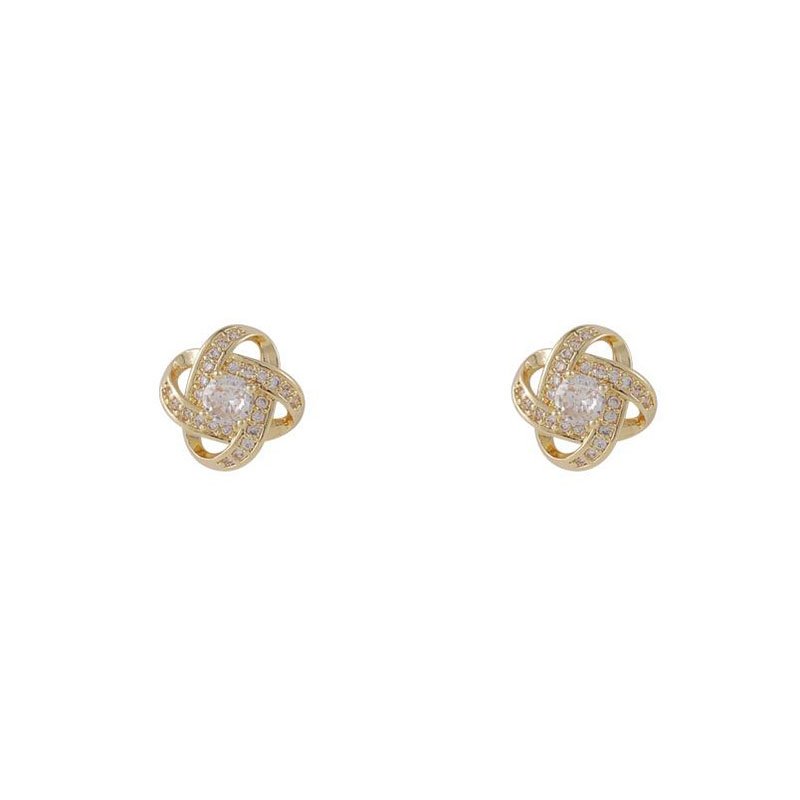 Sweet Floral Alloy Plating Rhinestone Ear Studs display picture 1