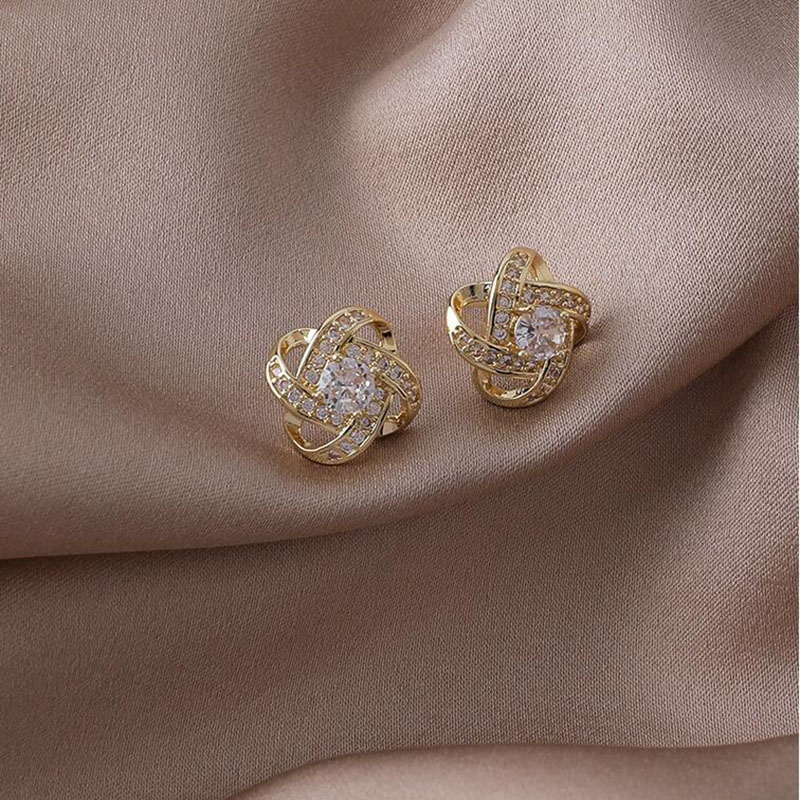 Sweet Floral Alloy Plating Rhinestone Ear Studs display picture 5
