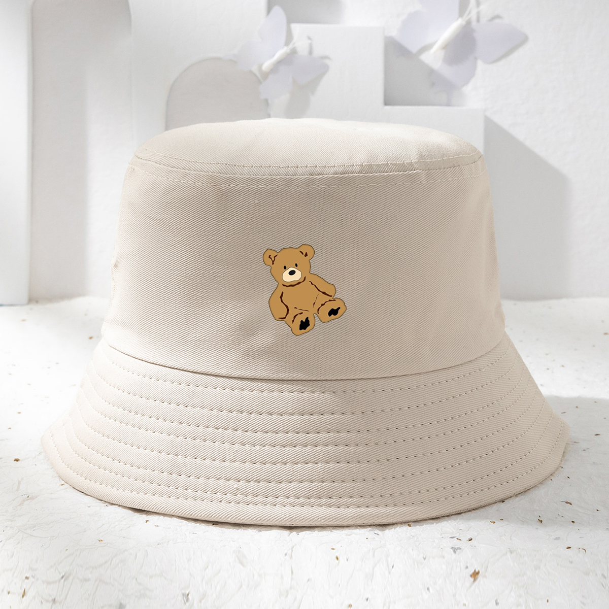 Unisex Simple Style Bear Wide Eaves Bucket Hat display picture 8