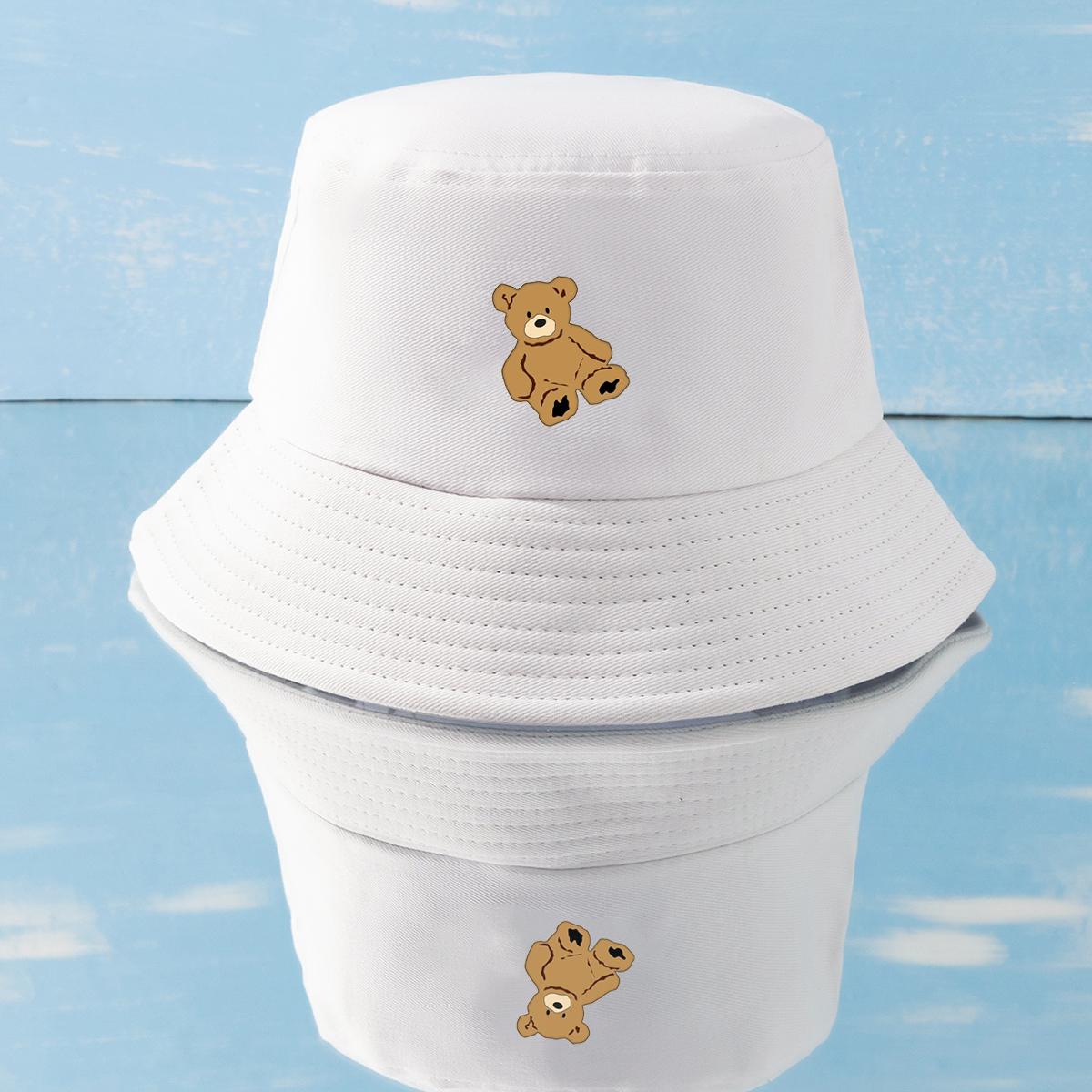 Unisex Simple Style Bear Wide Eaves Bucket Hat display picture 16