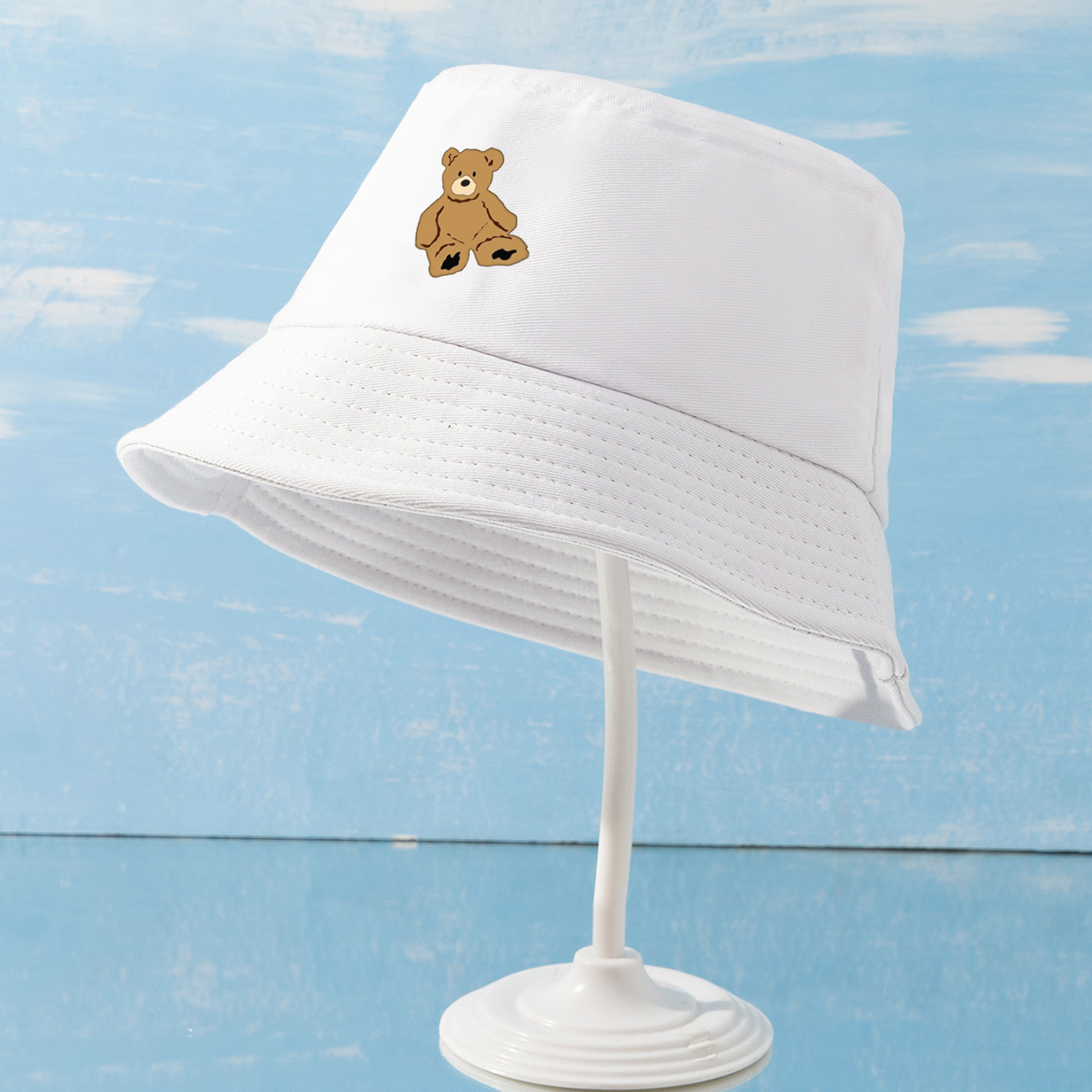 Unisex Simple Style Bear Wide Eaves Bucket Hat display picture 15