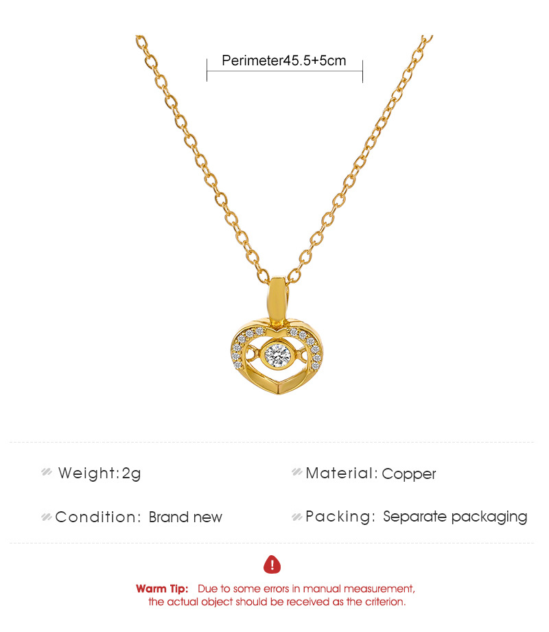 Fashion Heart Shape Copper Rhinestone Pendant Necklace display picture 1