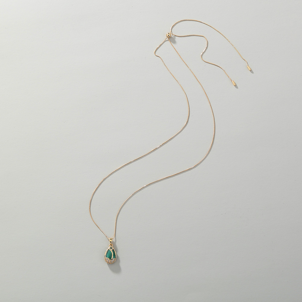Elegant Wassertropfen Kupfer Halskette Mit Anhänger Zirkon Kupfer Halsketten display picture 1
