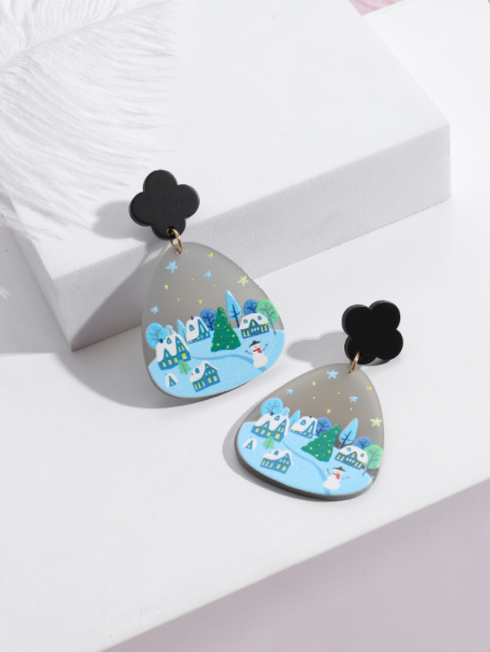 Christmas Snowflake Arylic Flakes No Inlaid Drop Earrings display picture 2