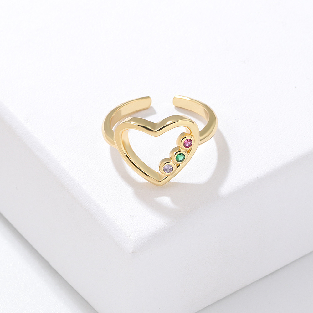 Fashion Love Chevron Heart Shape Copper Rings Plating Diamond Zircon Copper Rings display picture 8