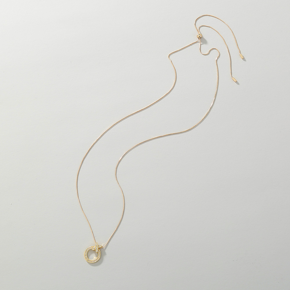 Einfacher Stil Kreis Kupfer Halskette Mit Anhänger Zirkon Kupfer Halsketten display picture 3