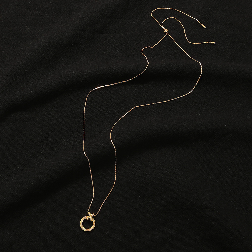 Einfacher Stil Kreis Kupfer Halskette Mit Anhänger Zirkon Kupfer Halsketten display picture 5