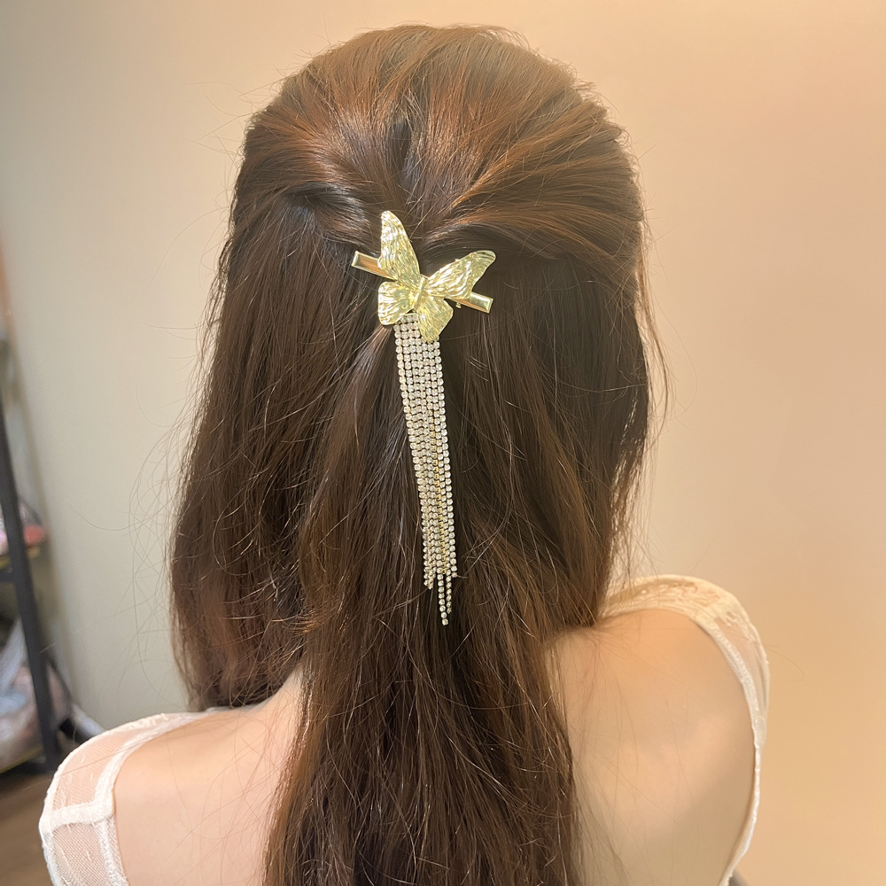 Fashion Tassel Bow Knot Alloy Rhinestone Hair Clip display picture 6