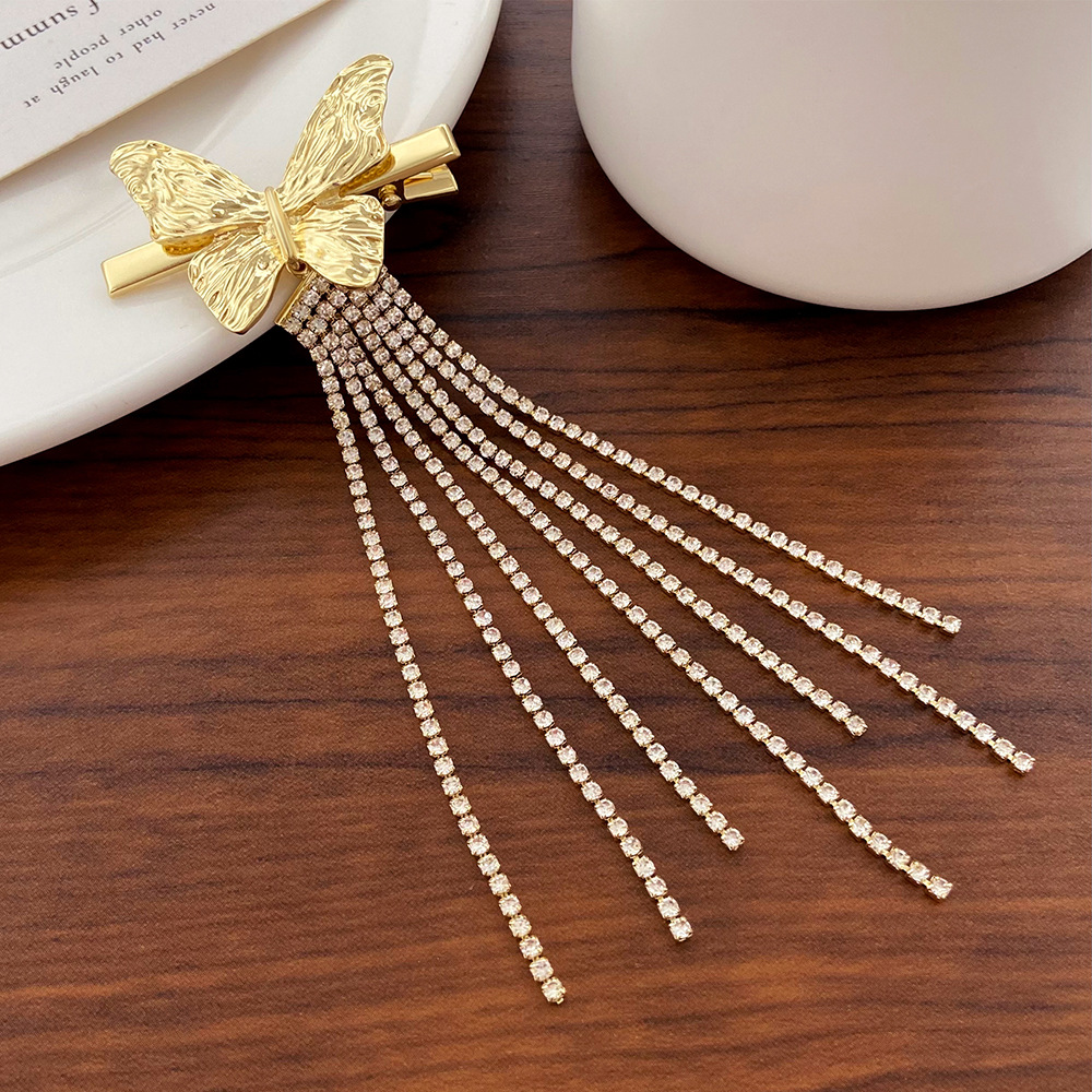 Fashion Tassel Bow Knot Alloy Rhinestone Hair Clip display picture 7