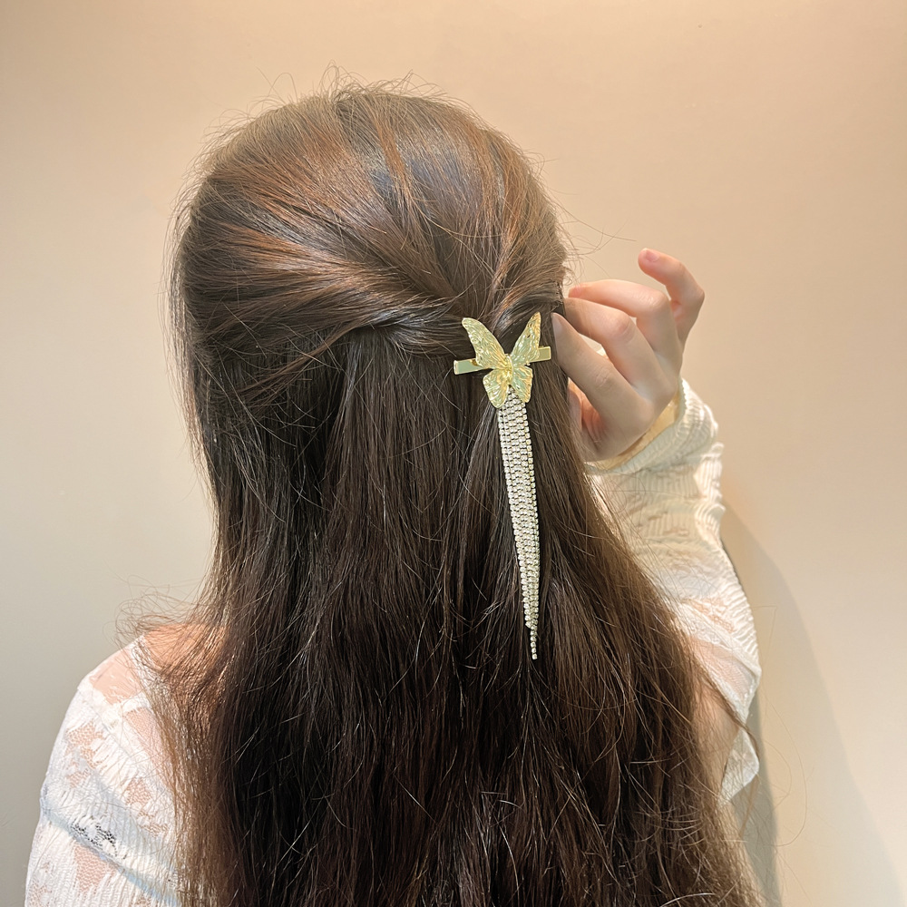 Fashion Tassel Bow Knot Alloy Rhinestone Hair Clip display picture 8