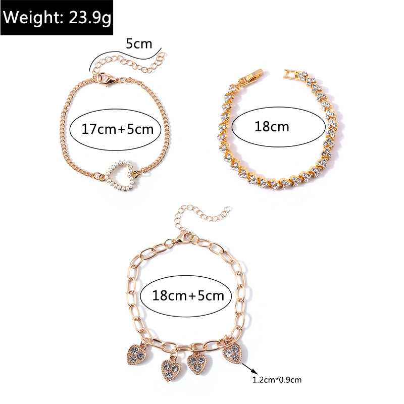 Fashion Heart Shape Alloy Inlay Rhinestone Bracelets display picture 1