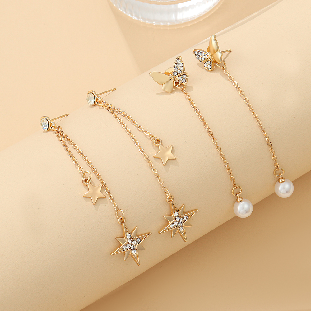 Mode Schmetterling Metall Überzug Inlay Künstliche Perle Künstlicher Diamant Ohrringe display picture 6