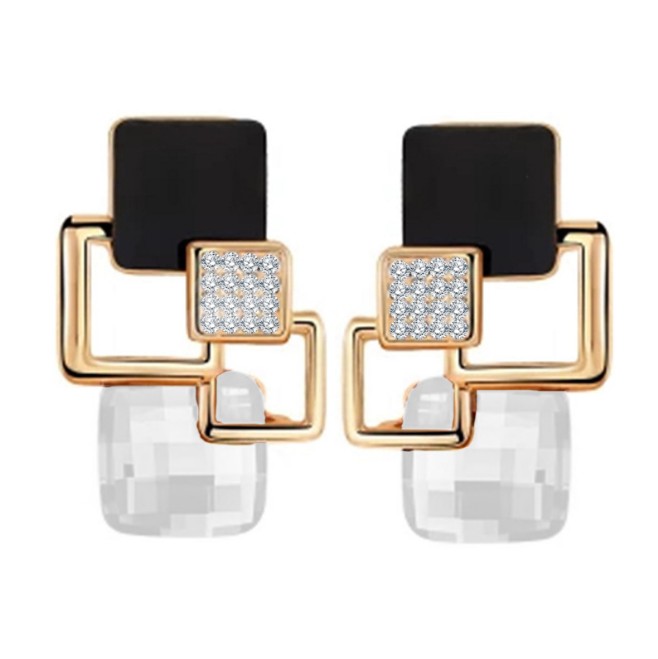 Fashion Geometric Alloy Plating Artificial Rhinestones Drop Earrings display picture 1