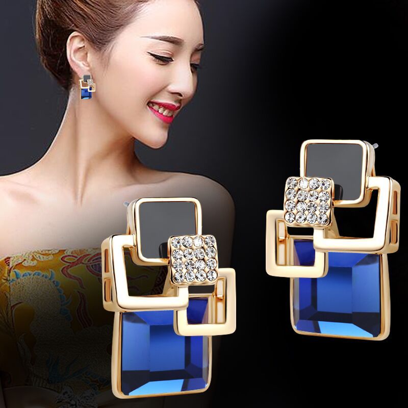Fashion Geometric Alloy Plating Artificial Rhinestones Drop Earrings display picture 2