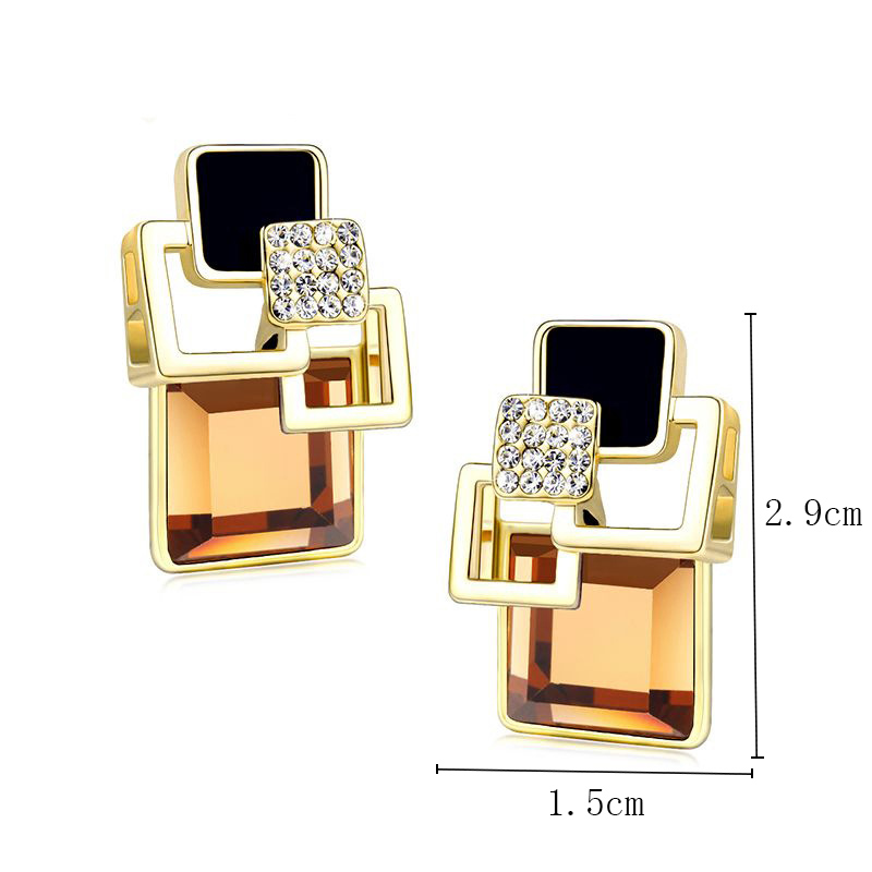 Fashion Geometric Alloy Plating Artificial Rhinestones Drop Earrings display picture 4