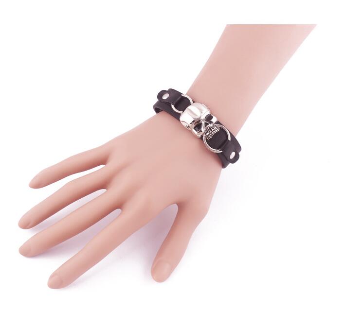 Punk Skull Pu Leather Alloy Bracelets 1 Piece display picture 2