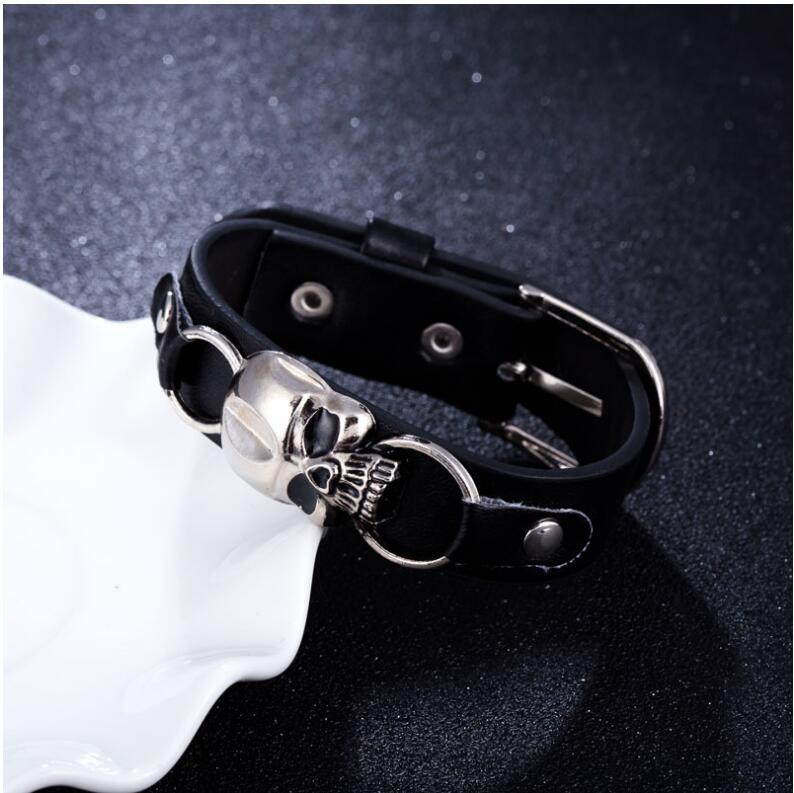 Punk Skull Pu Leather Alloy Bracelets 1 Piece display picture 3