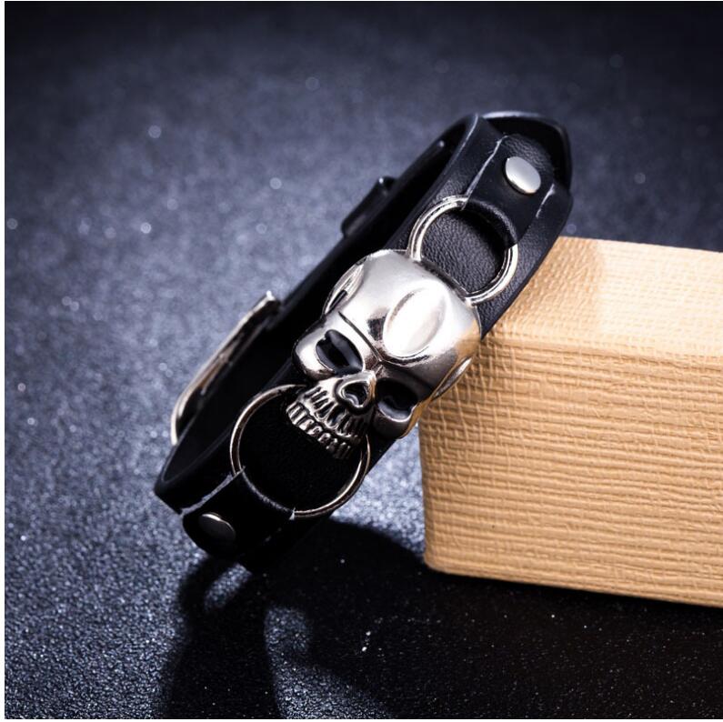 Punk Skull Pu Leather Alloy Bracelets 1 Piece display picture 4
