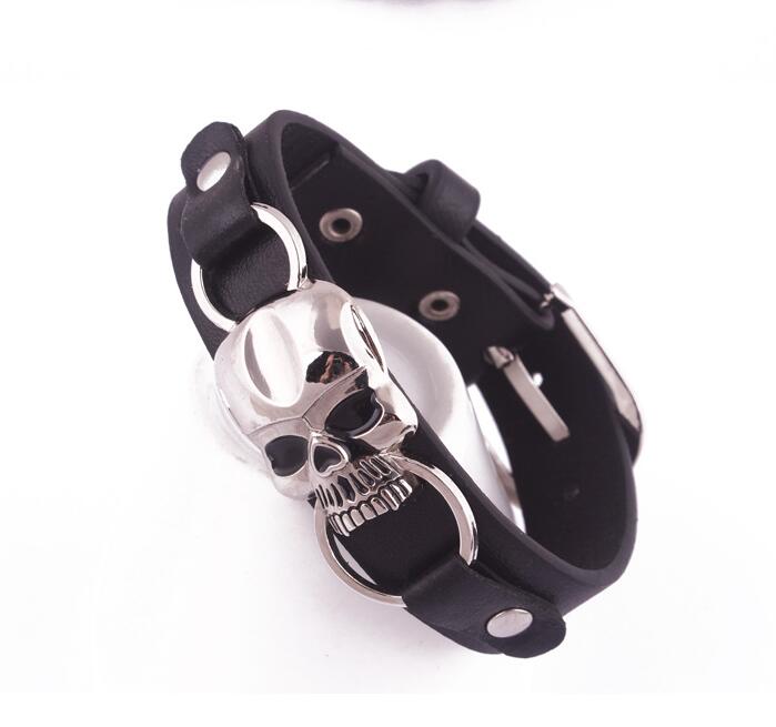 Punk Skull Pu Bracelets En Alliage De Cuir 1 Pièce display picture 7