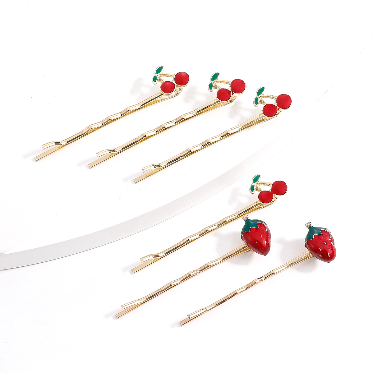 Cute Cherry Strawberry Alloy Epoxy No Inlaid Hair Clip 1 Set display picture 1