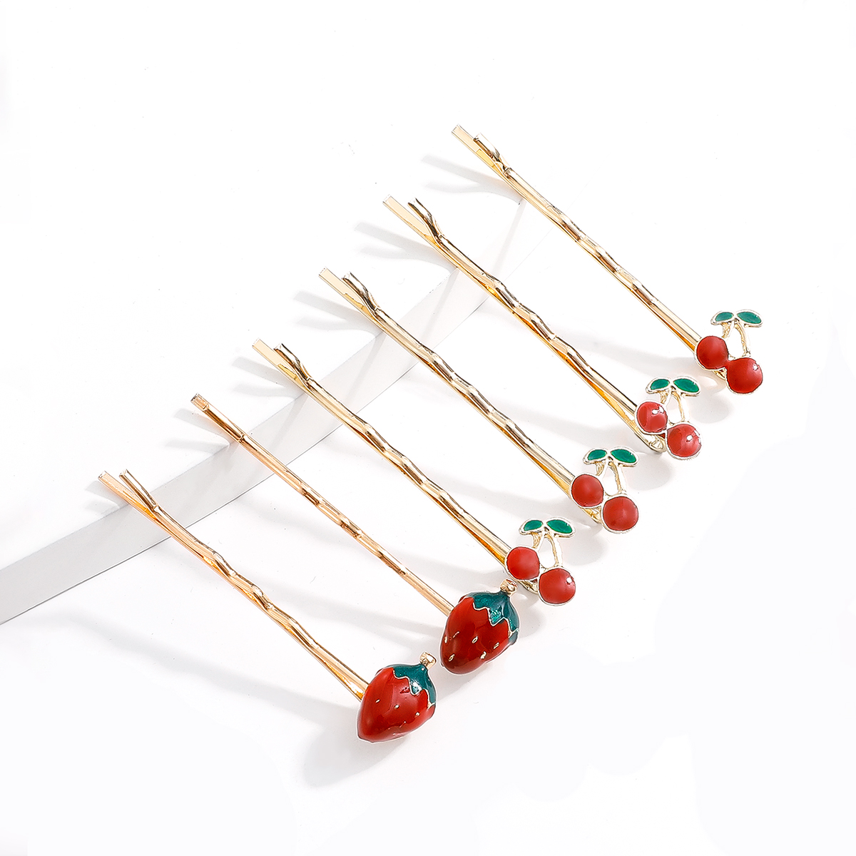Cute Cherry Strawberry Alloy Epoxy No Inlaid Hair Clip 1 Set display picture 2