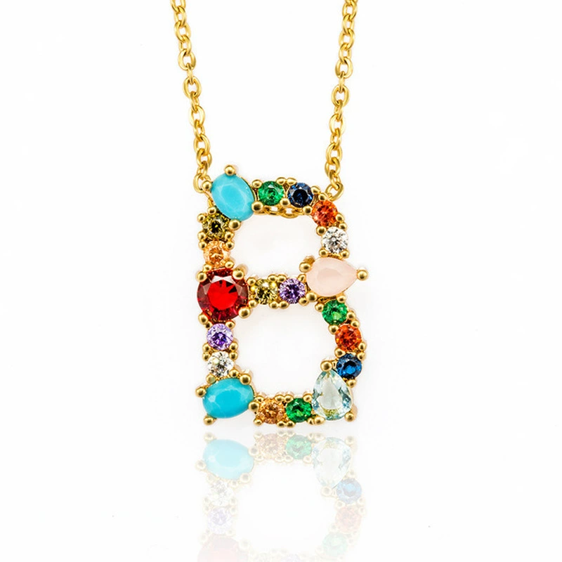 Simple Style Letter Alloy Inlaid Zircon Rhinestone Zircon Necklace display picture 1