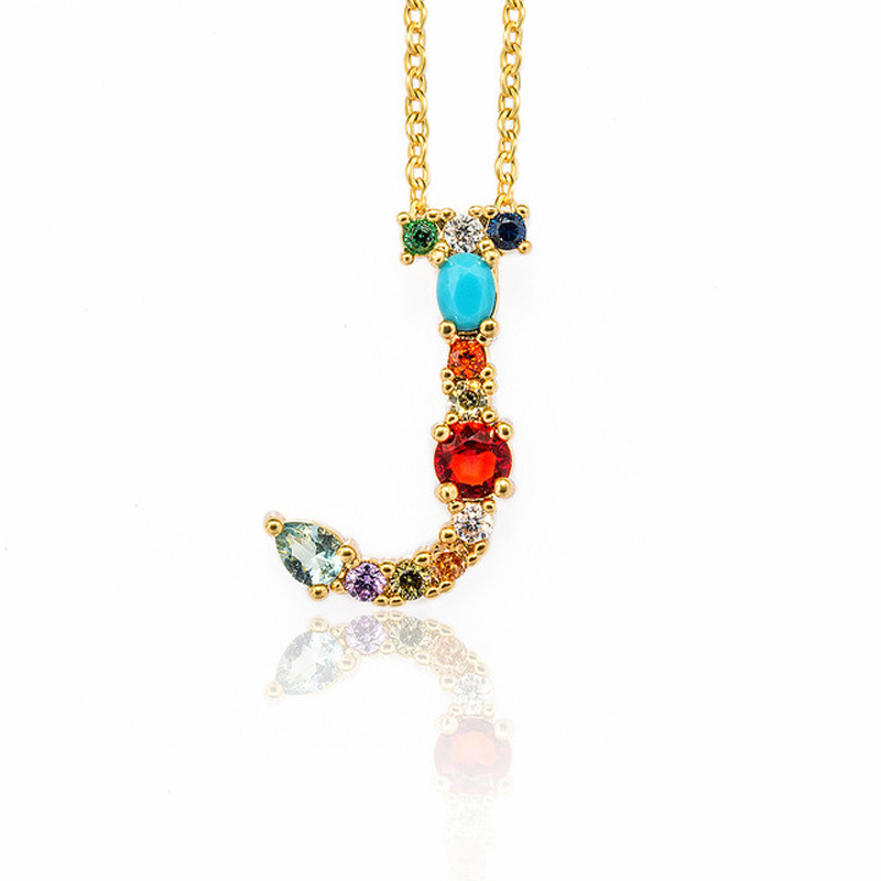 Simple Style Letter Alloy Inlaid Zircon Rhinestone Zircon Necklace display picture 4