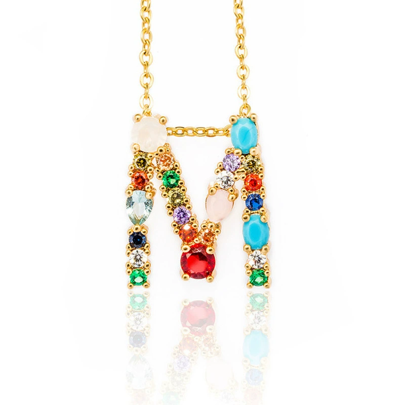 Simple Style Letter Alloy Inlaid Zircon Rhinestone Zircon Necklace display picture 3