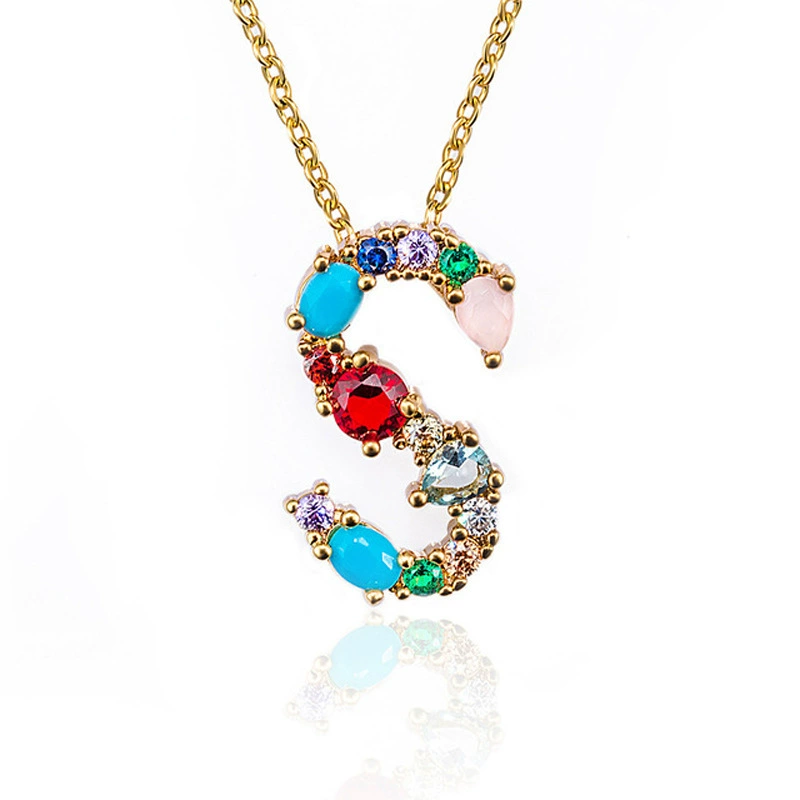 Simple Style Letter Alloy Inlaid Zircon Rhinestone Zircon Necklace display picture 6
