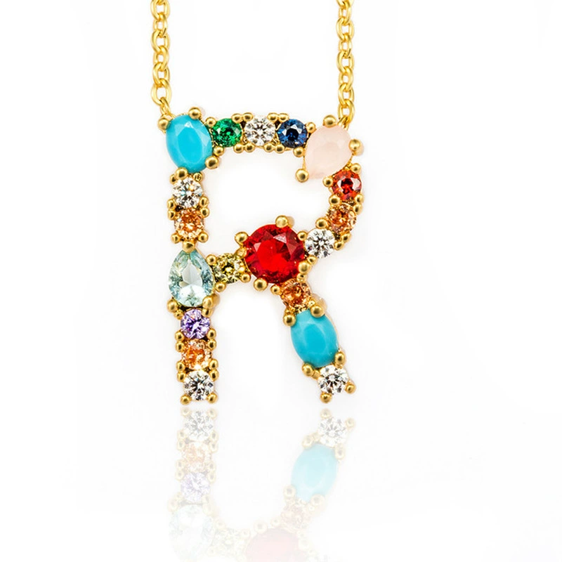 Simple Style Letter Alloy Inlaid Zircon Rhinestone Zircon Necklace display picture 5