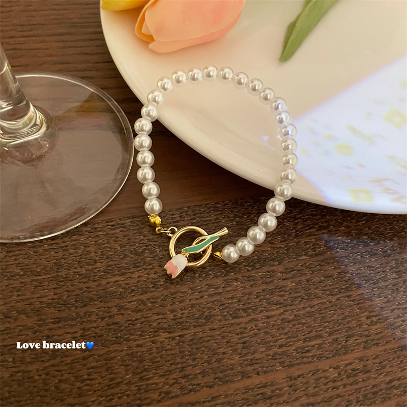 Süss Blume Künstliche Perlen Keine Intarsien Armbänder display picture 4