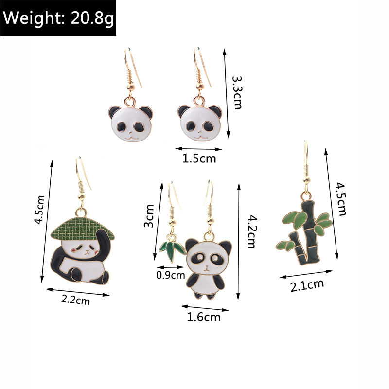 Niedliche Panda-legierung Ohrringe display picture 2