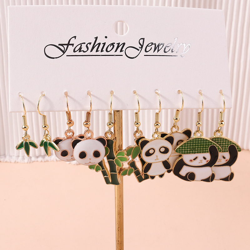 Niedliche Panda-legierung Ohrringe display picture 3