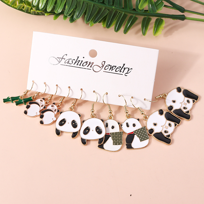 Niedliche Panda-legierung Ohrringe display picture 5