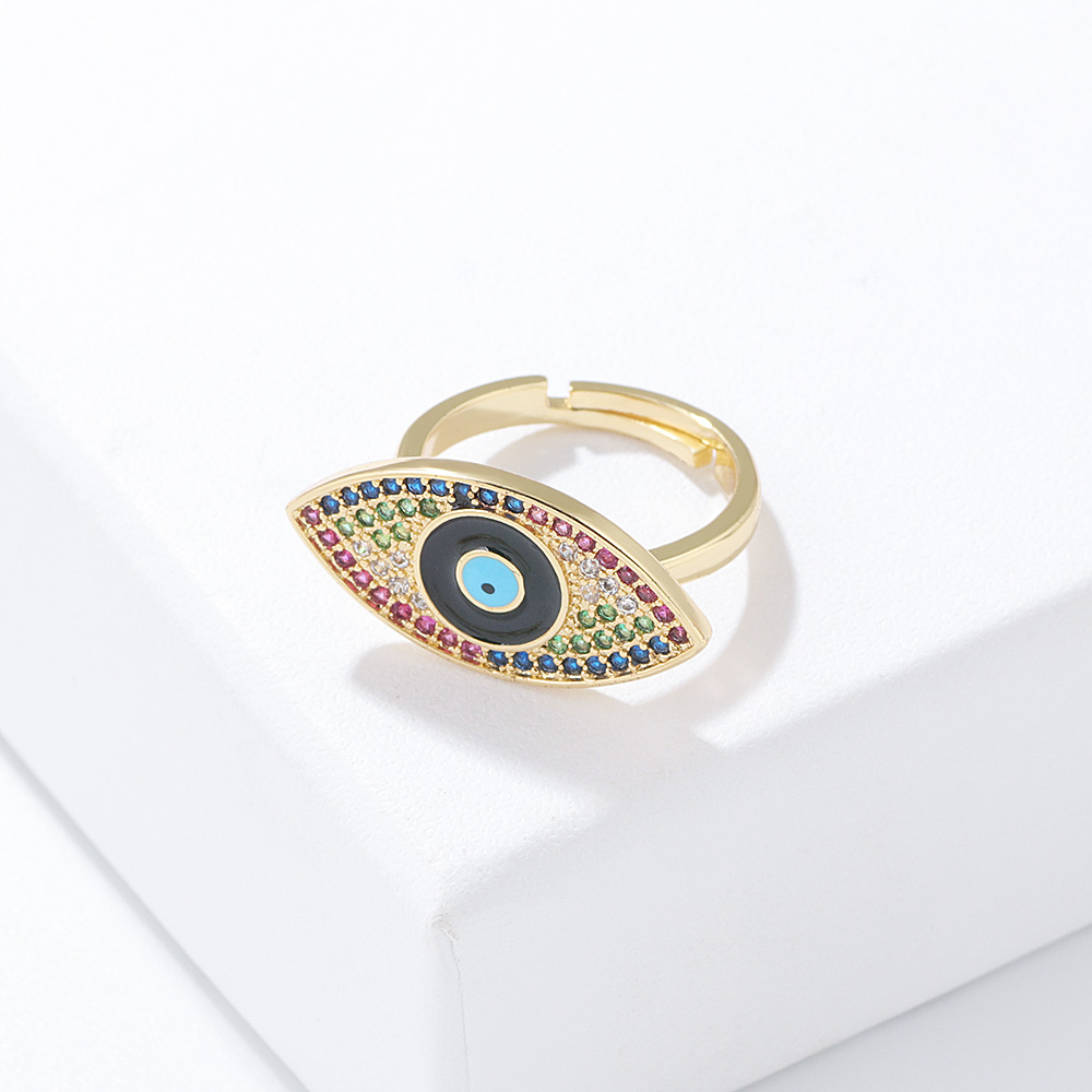 Novelty Eye Copper Open Ring Plating Inlaid Zircon Zircon Copper Rings display picture 3