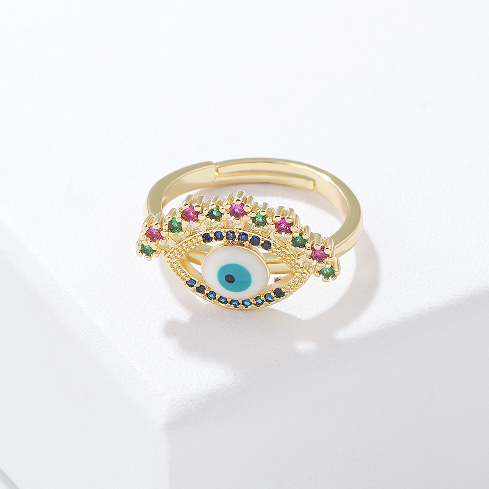 Novelty Eye Copper Open Ring Plating Inlaid Zircon Zircon Copper Rings display picture 8