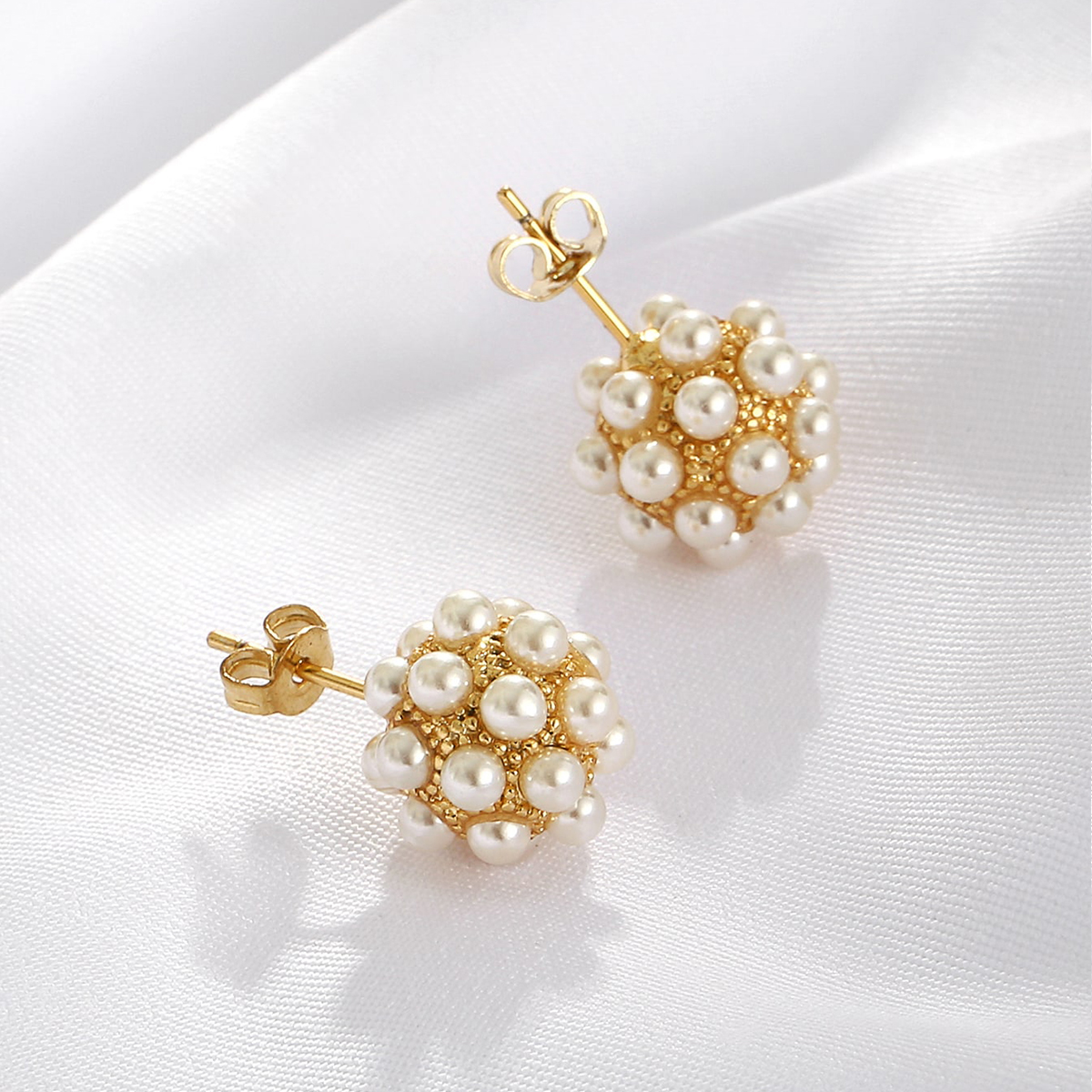 Fashion Round Alloy Plating Artificial Pearl Ear Studs display picture 2