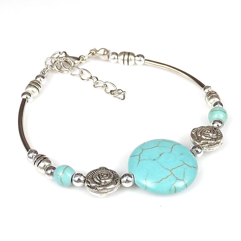 Ethnic Style Round Alloy Plating Turquoise Bracelets display picture 1
