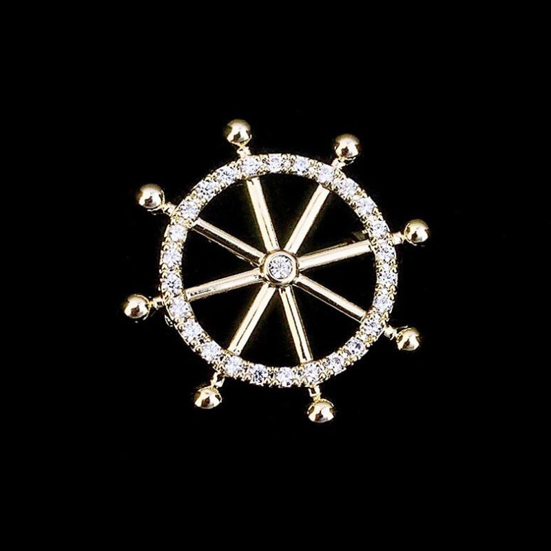 Fashion Rudder Alloy Plating Rhinestone Brooches display picture 1