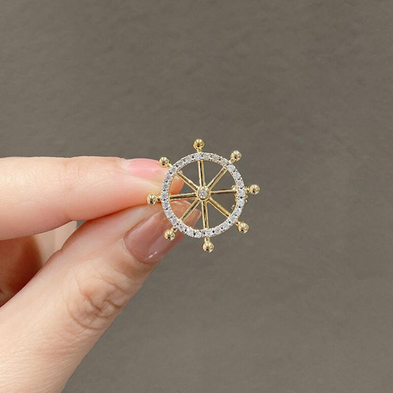 Fashion Rudder Alloy Plating Rhinestone Brooches display picture 2