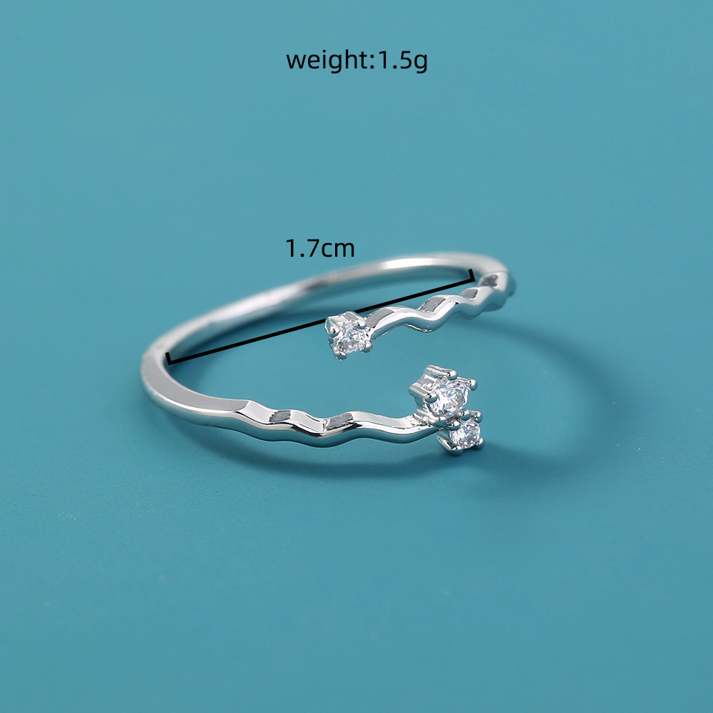 Sweet Geometric Flower Copper Open Ring Plating Zircon Copper Rings display picture 4