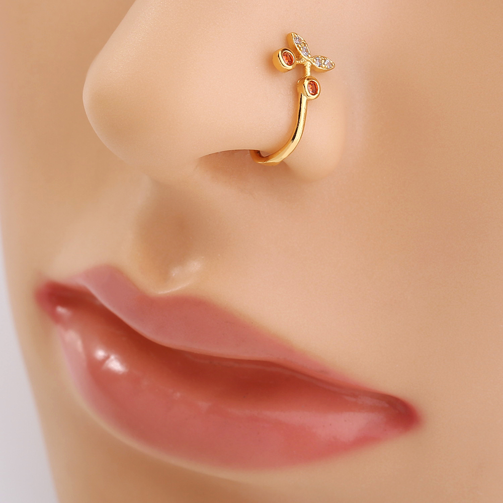 Simple Style Cherry Copper Plating Zircon Nose Ring 1 Piece display picture 7