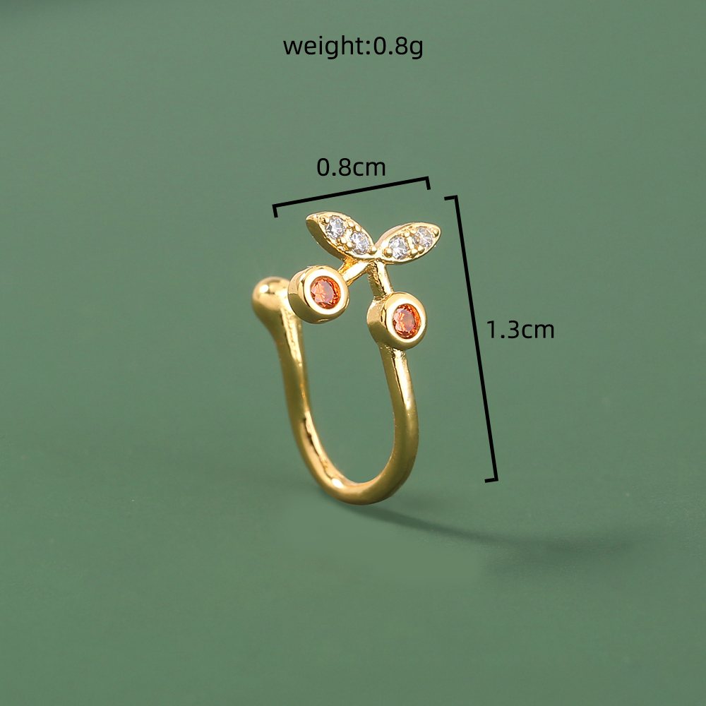 Simple Style Cherry Copper Plating Zircon Nose Ring 1 Piece display picture 8