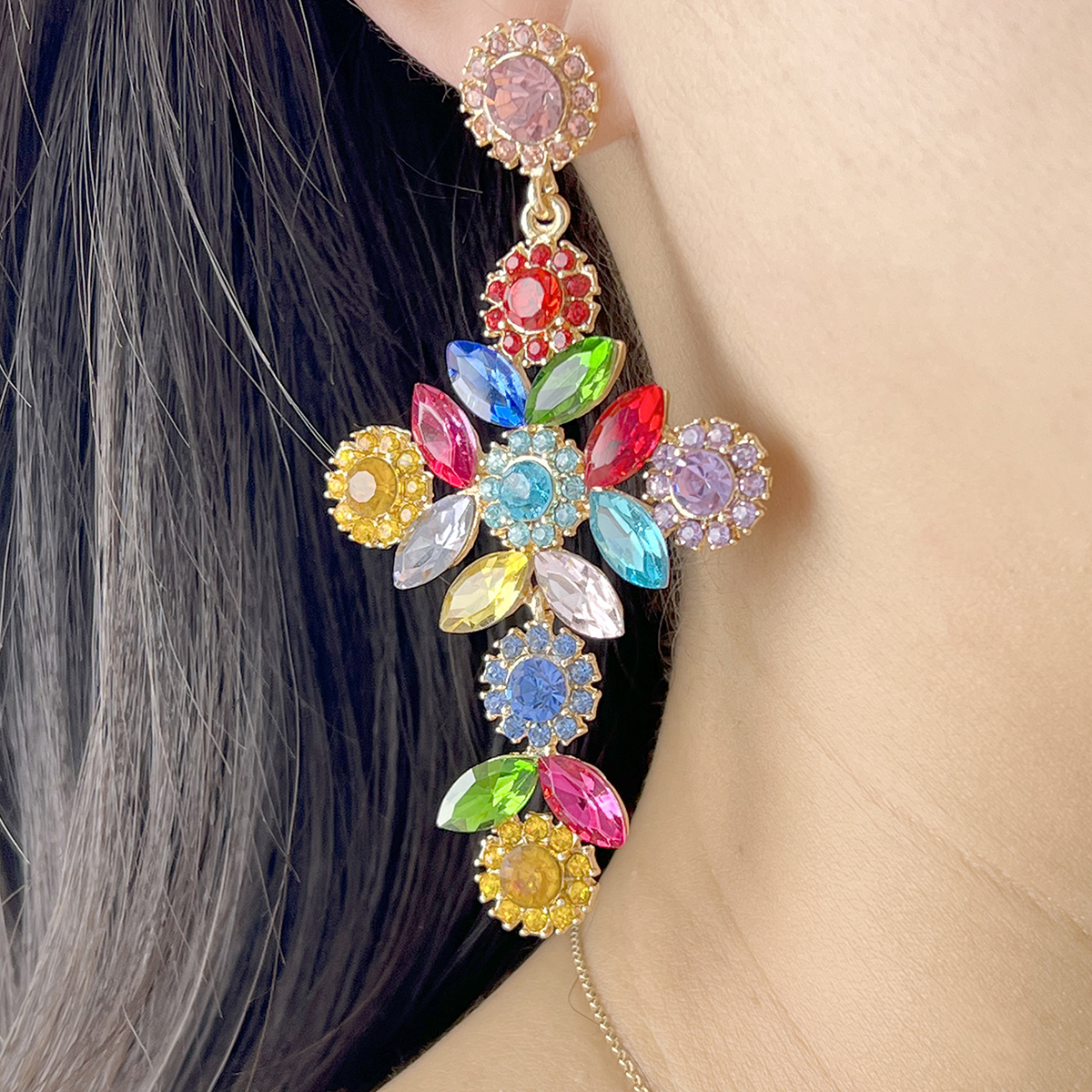 Mode Géométrique Le Cuivre Boucles D'oreilles Couches Verre Boucles D'oreilles En Cuivre display picture 1