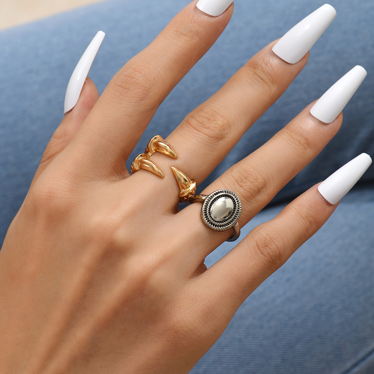 Vintage Style Geometric Alloy Plating Rings display picture 4
