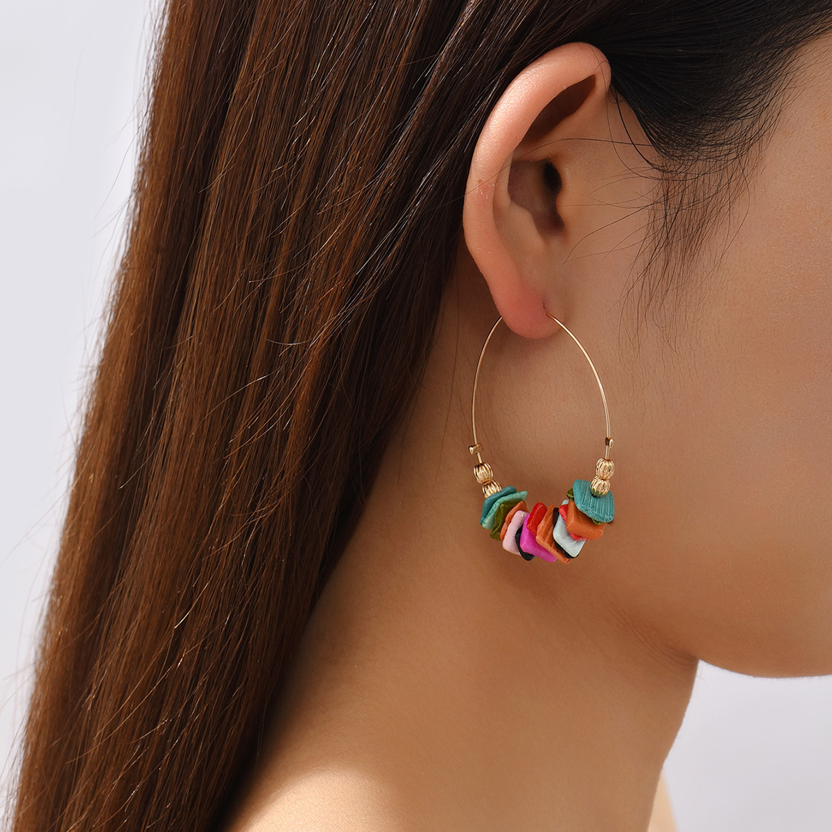 Fashion Geometric Shell Iron Hoop Earrings display picture 2