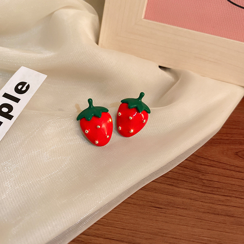 Sweet Strawberry Alloy Plating Ear Studs display picture 3