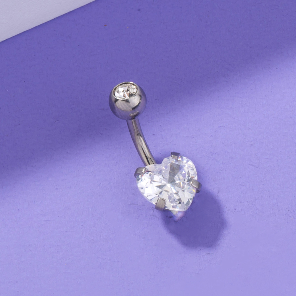 1 Piece Belly Rings Fashion Heart Shape 304 Stainless Steel Plating Zircon display picture 4