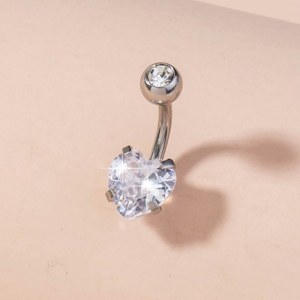 1 Piece Belly Rings Fashion Heart Shape 304 Stainless Steel Plating Zircon display picture 3