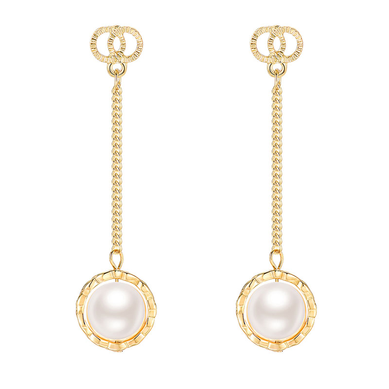 Simple Style Geometric Alloy Plating Artificial Pearls Drop Earrings 1 Pair display picture 1